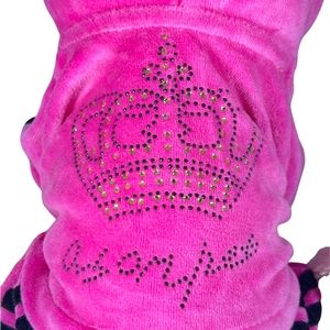 Electric pink velvet jumpsuit for dog